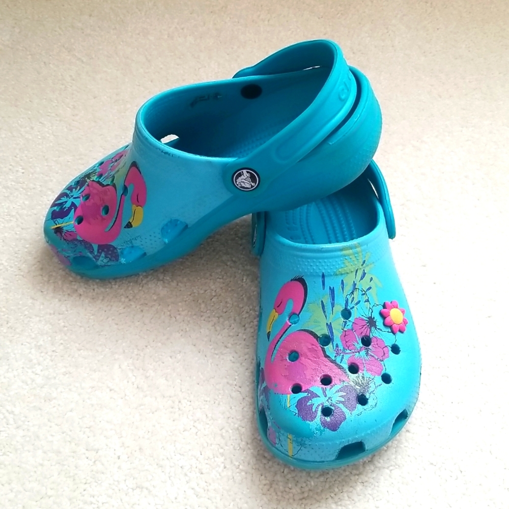Turquoise Flamingo Crocs